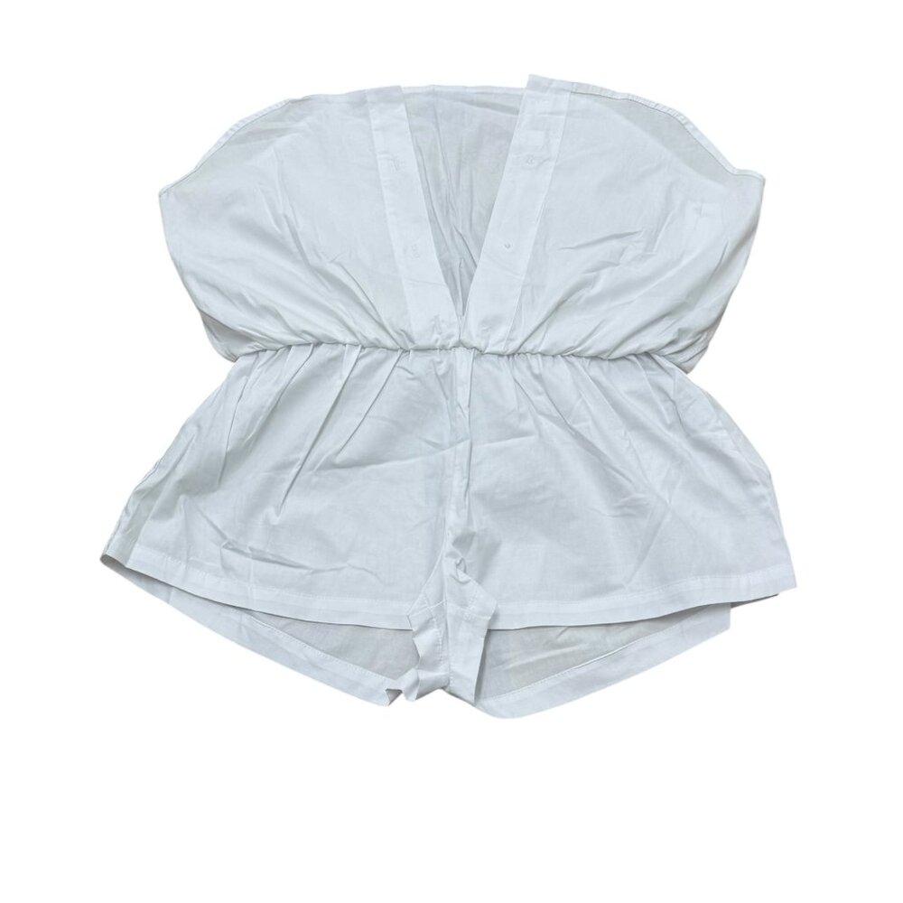 Praying Women’s White Cotton Boxer Shorts Elastic Waist Minimal Lounge Y2K Style - Picture 6 of 7